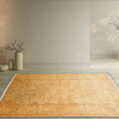 4' x6'  Light Gold Brown Green Color Hand Knotted Persian 100% Wool Traditional Oriental Rug
