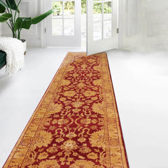 2' 6''x11' 10'' Rusty Red Gold Color Hand Knotted Persian 100% Wool Traditional Oriental Rug