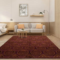 Jarome 6x9 Hand Knotted Tibetan 100% Wool Michaelian & Kohlberg Transitional Oriental Area Rug Aubergine, Brown Color