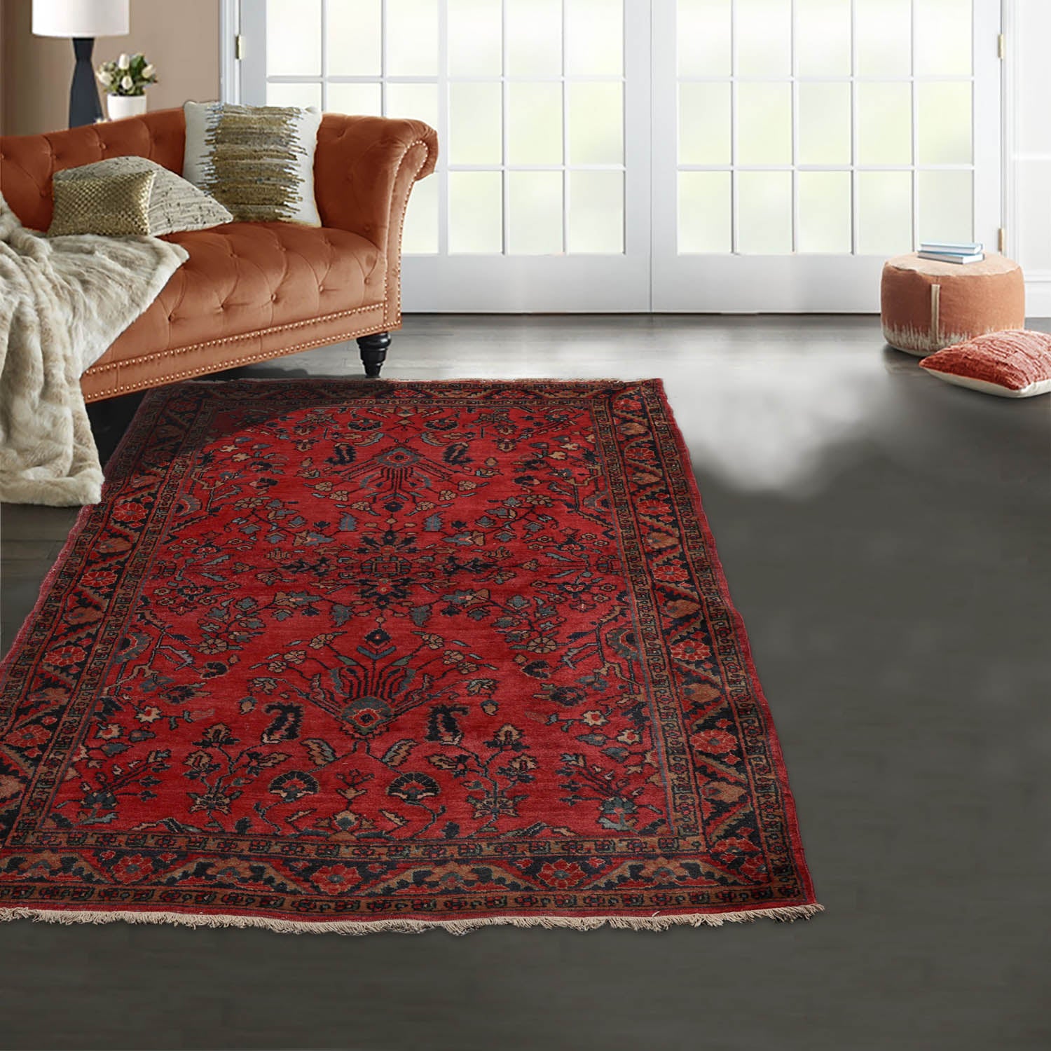 4' 4''x6' 7'' Red Black Blue Color Hand Knotted Persian 100% Wool Traditional Oriental Rug