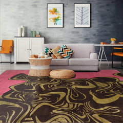 9' x12'  Pink Brown Lime Color Hand Knotted Tibetan 100% Wool Modern & Contemporary Oriental Rug