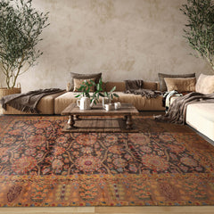 Bloomsbury Palace Hand Knotted 100% Wool Traditional Oriental Area Rug Charcoal, Tan Color
