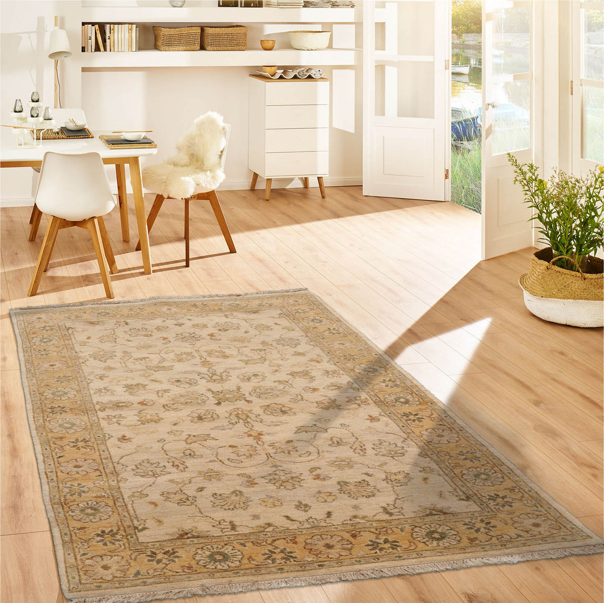 Koepke 3x5 Beige, Tan Hand Knotted 100% Wool Agra Traditional Oriental Area Rug