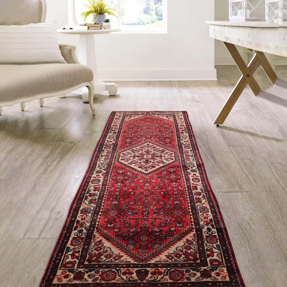 Roselare Runner Herizz Hand Knotted Red Medallion Traditional Wool Oriental Area Rug