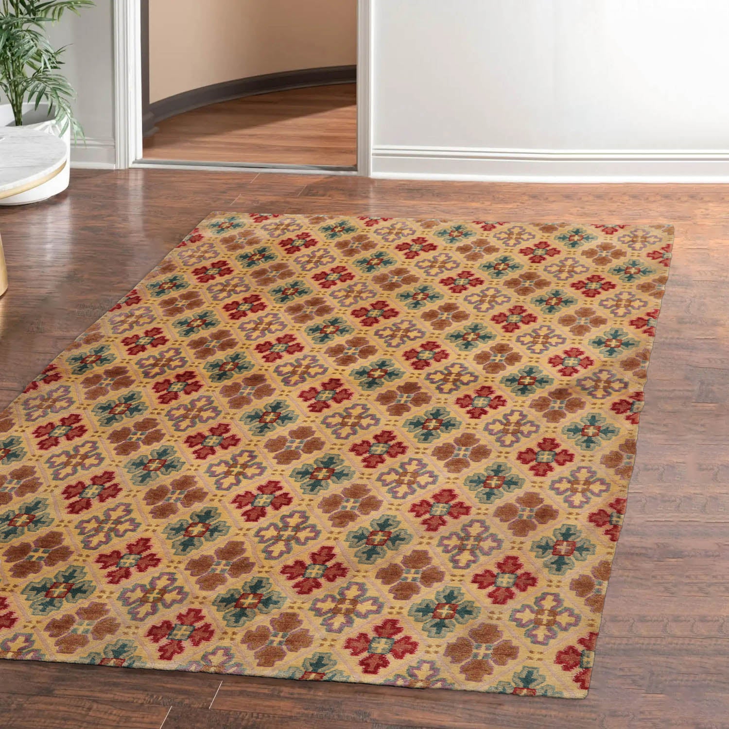 Annsley 4x6 Beige Hand Knotted Tibetan Transitional  All-Over Wool Oriental Area Rug