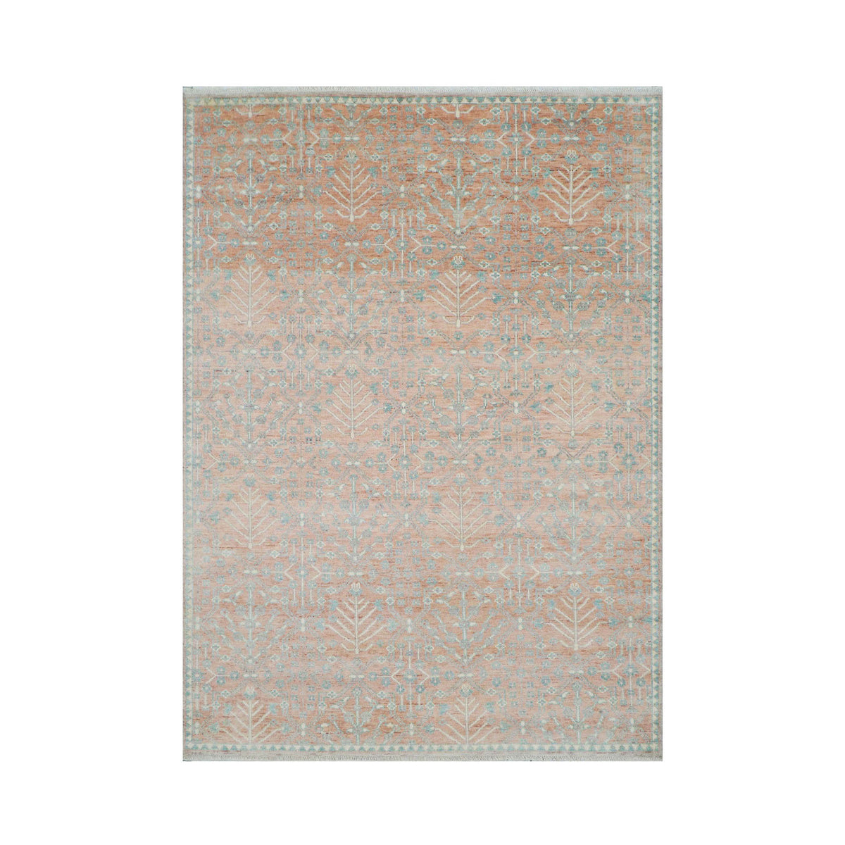 Multi Size Hand Knotted LoomBloom Muted Turkish Oushak  100% Wool Transitional Oriental Area Rug Blush, Aqua Color