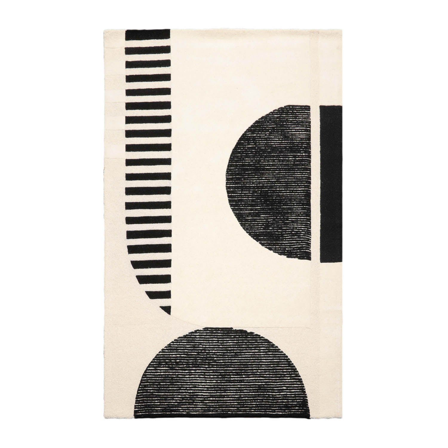 Amersfoort 5x7 Hand Tufted Hand Made 100% Wool Modern & Contemporary Oriental Area Rug Ivory, Black Color