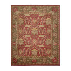 Multi Size Raspberry, Sage Hand Knotted LoomBloom Muted Turkish Oushak 100% Wool Traditional Oriental Area Rug