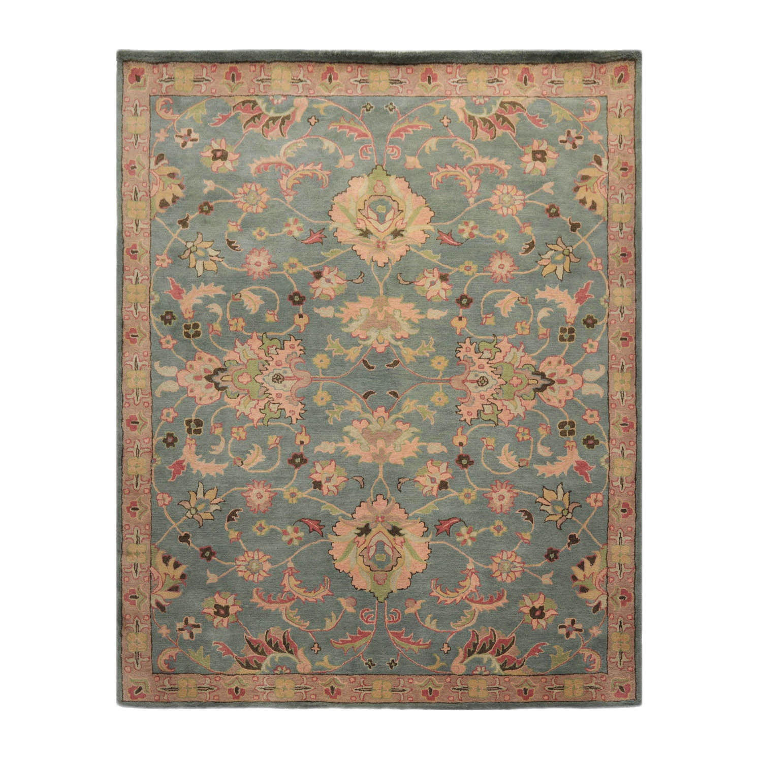 Quickton Multi Size Celadon, Blush Hand Tufted Hand Made 100% Wool Modern & Contemporary Oriental Area Rug