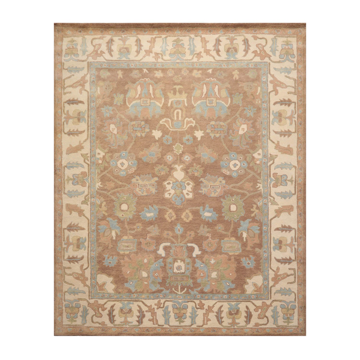 Stephine 8x10 Hand Tufted Hand Made 100% Wool Modern & Contemporary Oriental Area Rug Brown, Ivory Color