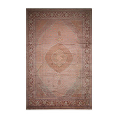 Penix Palace Hand Knotted Persian Wool and Silk  Traditional  Oriental Area Rug Beige,Rust Color