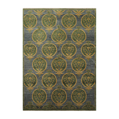 Juvonte 5x7 Hand Knotted Tibetan 100% Wool Michaelian & Kohlberg Traditional Oriental Area Rug Blue, Green Color