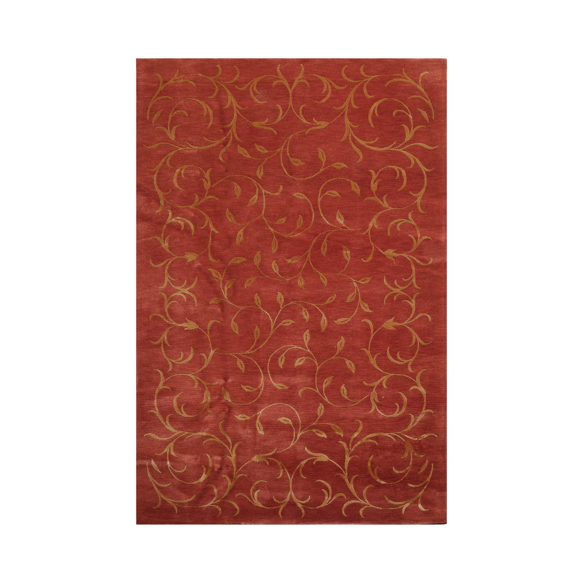 Multi Size Raspberry, Gold Hand Knotted Tibetan Wool and Silk Tibetan Transitional Oriental Area Rug