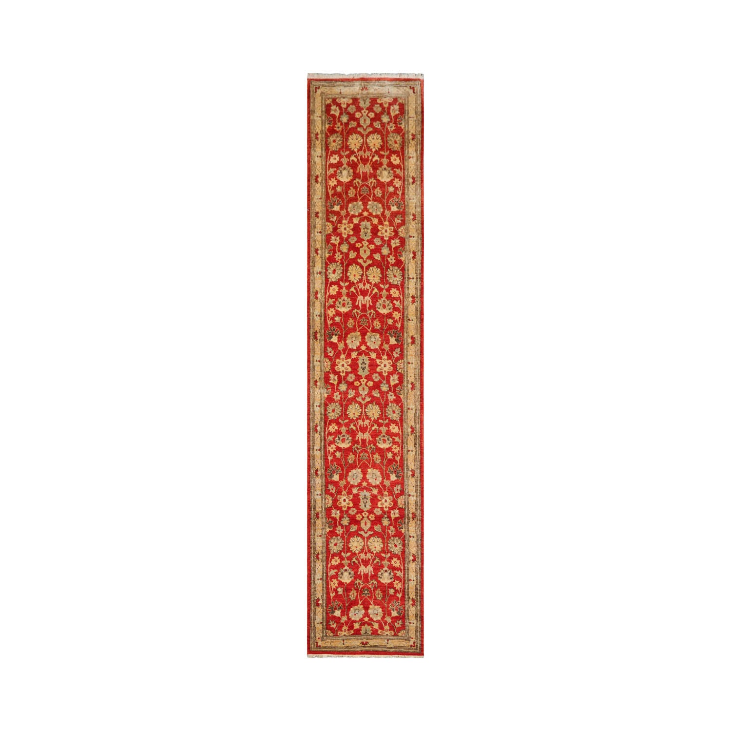 Russia Runner Hand Knotted 100% Wool Chobi Peshawar Traditional Oriental Area Rug Red, Beige Color
