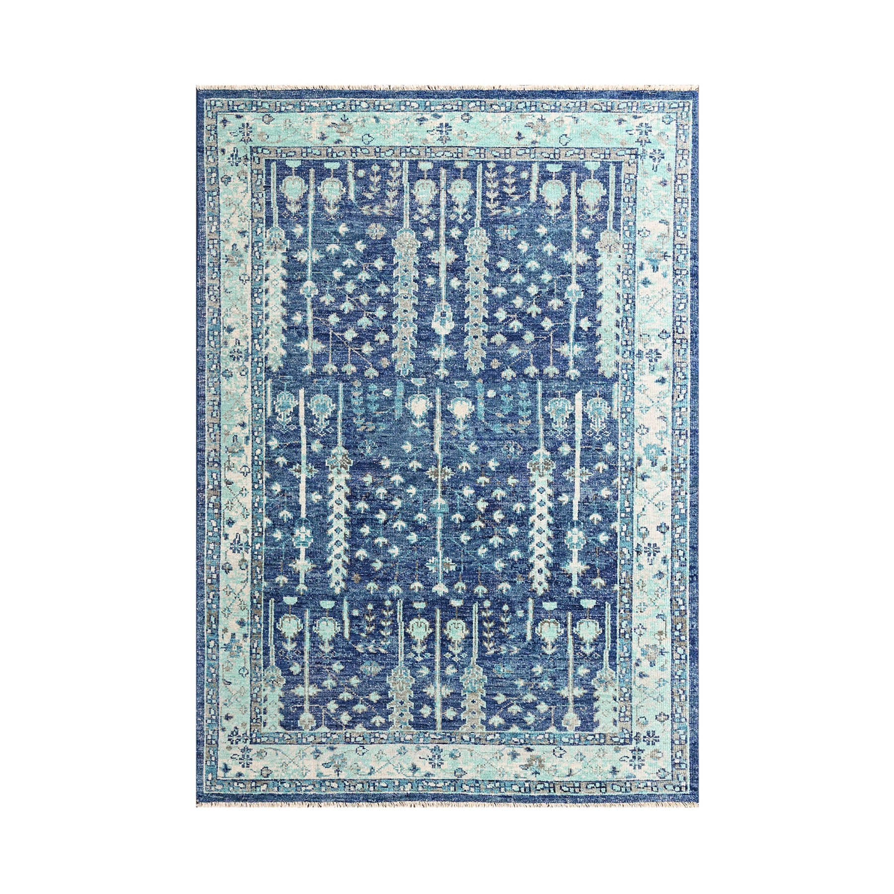 Multi Size Blue, Aqua Hand Knotted Arts & Crafts 100% Wool Turkish Oushak Traditional Oriental Area Rug
