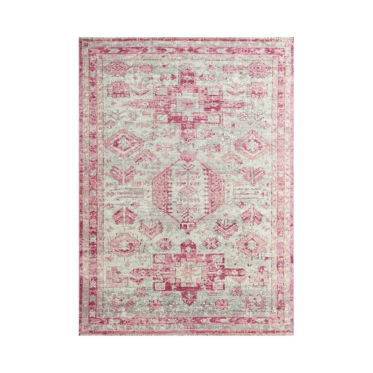 Multi Size Pink, Gray Hand Knotted Arts & Crafts 100% Wool Turkish Oushak Traditional Oriental Area Rug