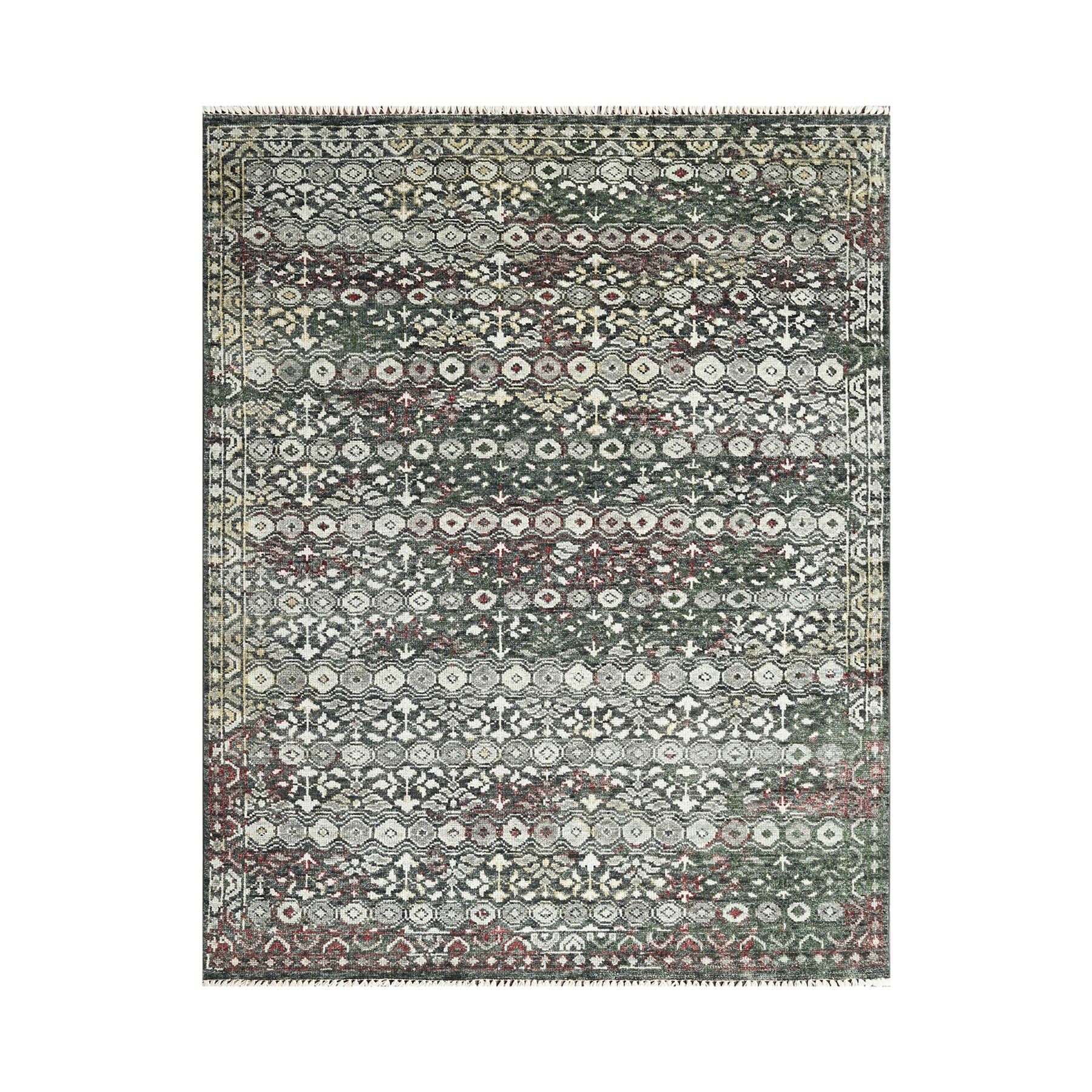 Scales 8x10 Hand Knotted 100% Wool Oushak Traditional Oriental Area Rug Charcoal Color