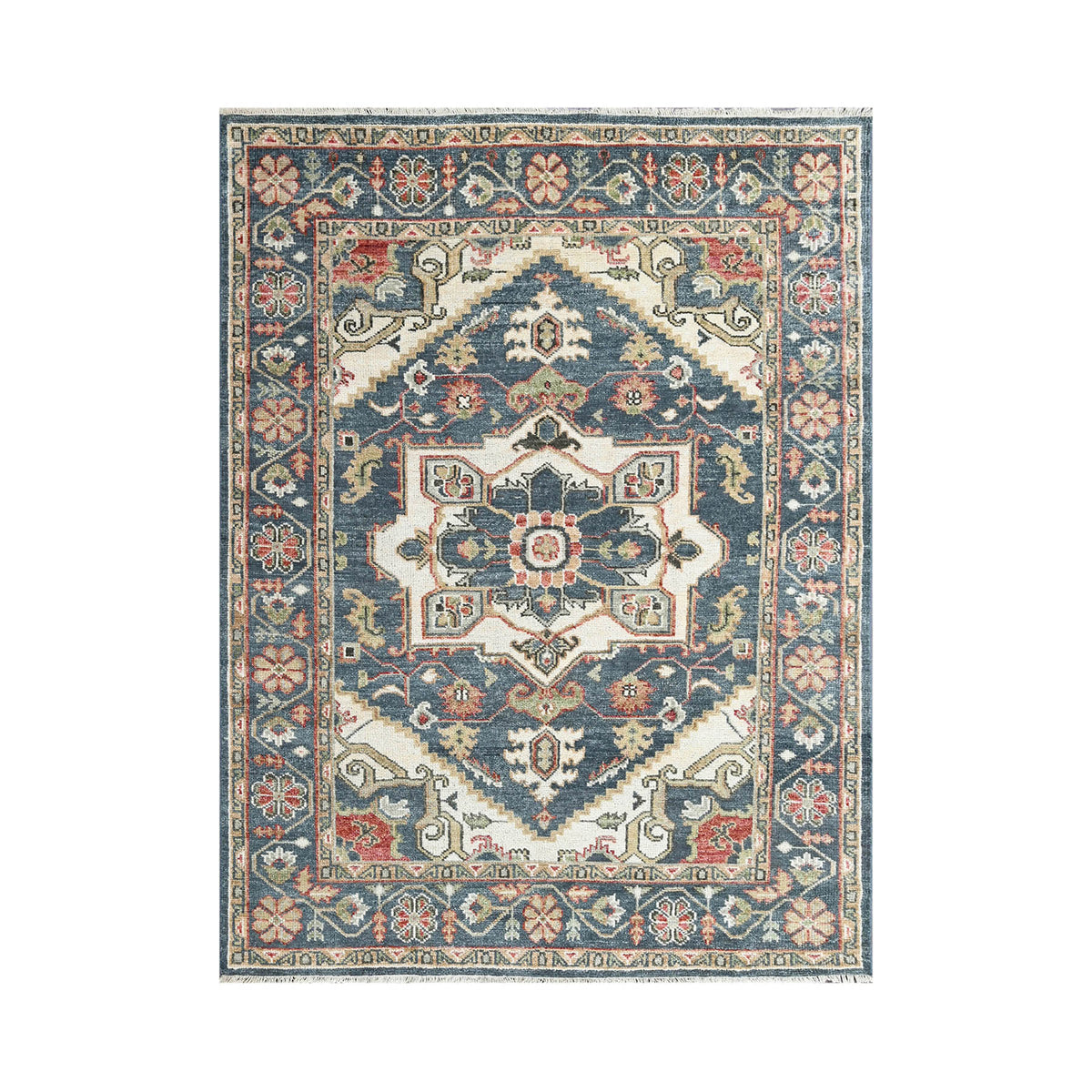 Multi Size Gray, Beige Hand Knotted 100% Wool Arts & Crafts Oriental Area Rug