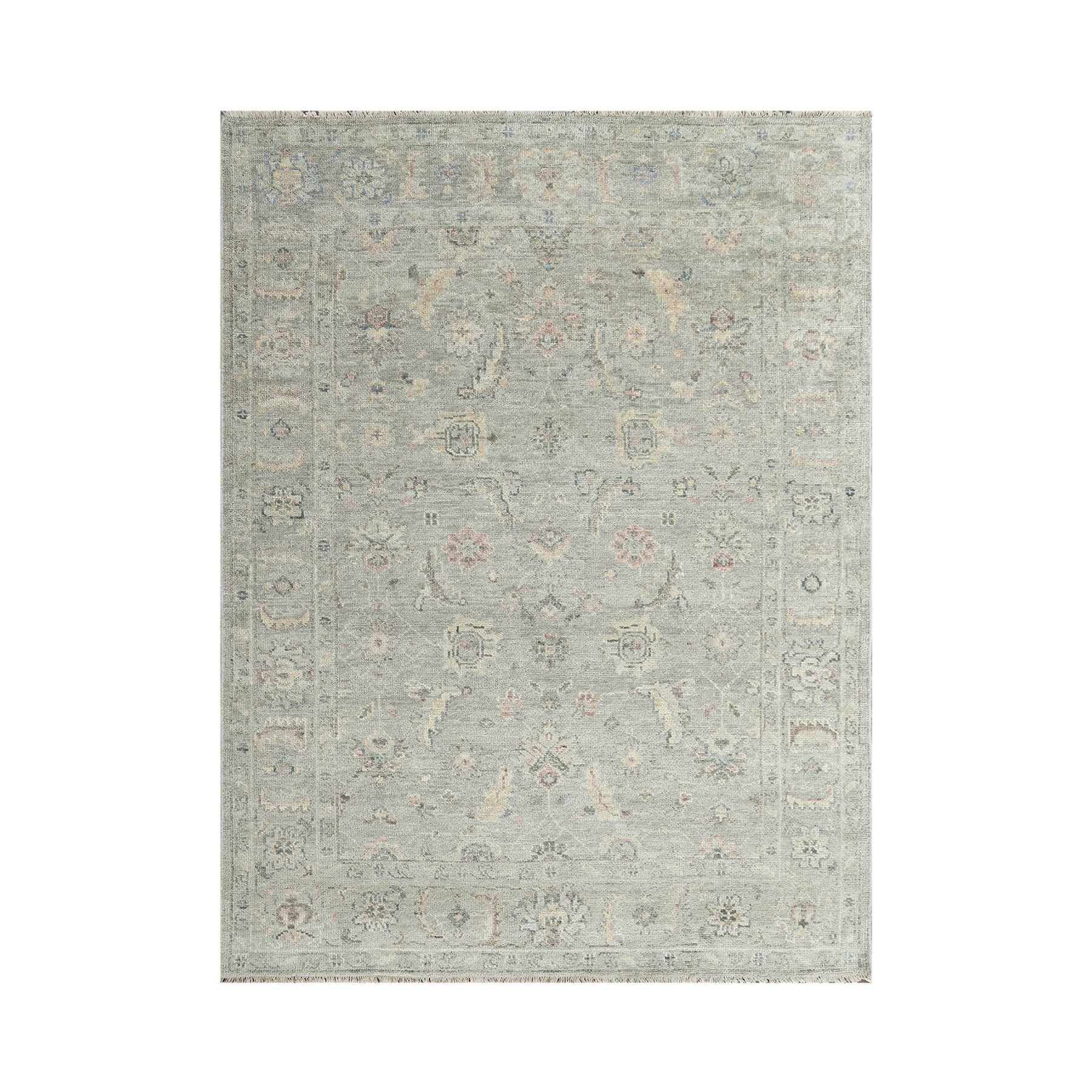 Johnatan 8x10 Hand Knotted 100% Wool Traditional Oriental Area Rug Light Gray Color
