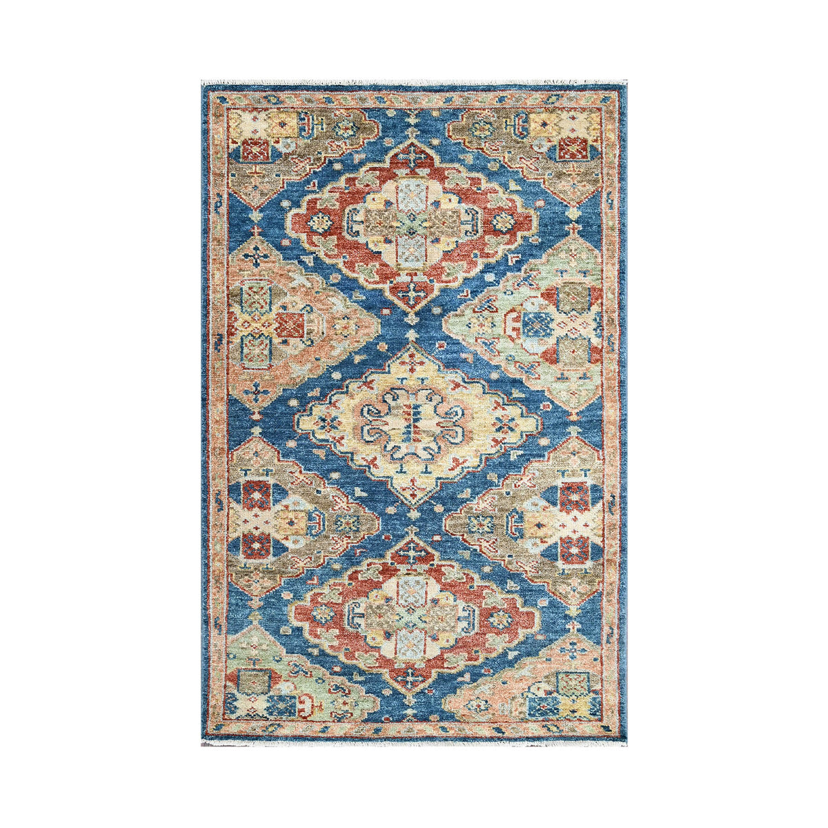 Multi Size Blue  Hand Knotted Indo Oushak 100% Wool Arts & Crafts Oriental Area Rug