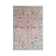 Tabiona 5x7 Pink LoomBloom Hand Knotted Transitional Patterned Oushak 100% Wool Oriental Area Rug