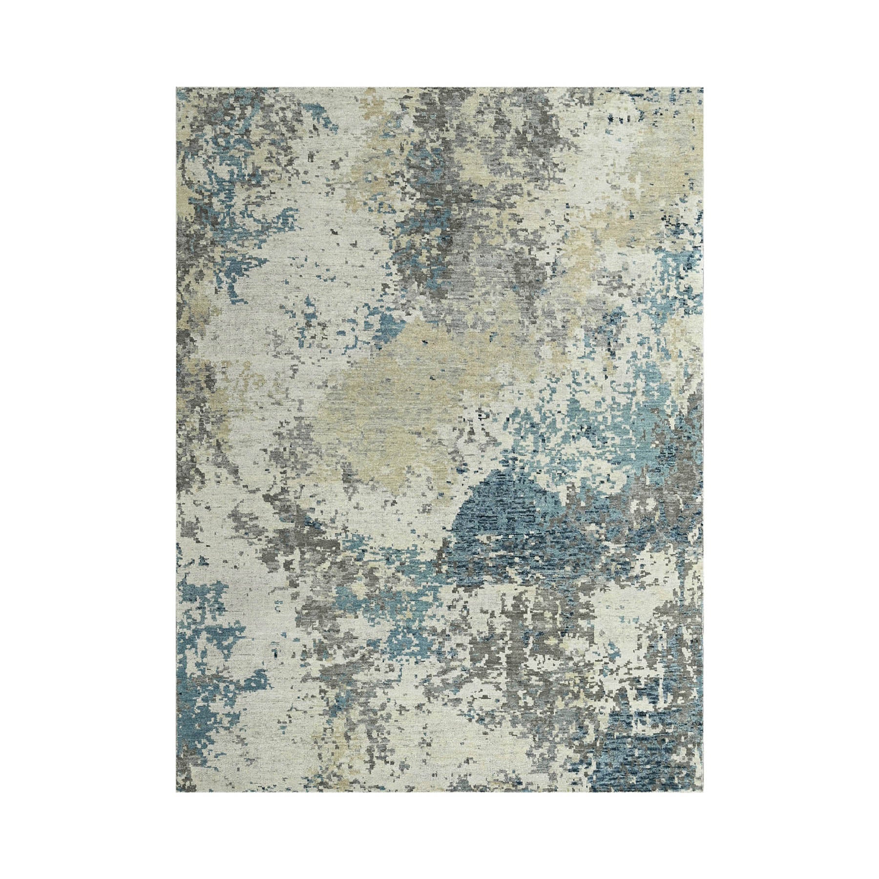 Multi Size Gray,Beige Hand Knotted Tibetan 100% Wool Modern Abstract Oriental Area Rug
