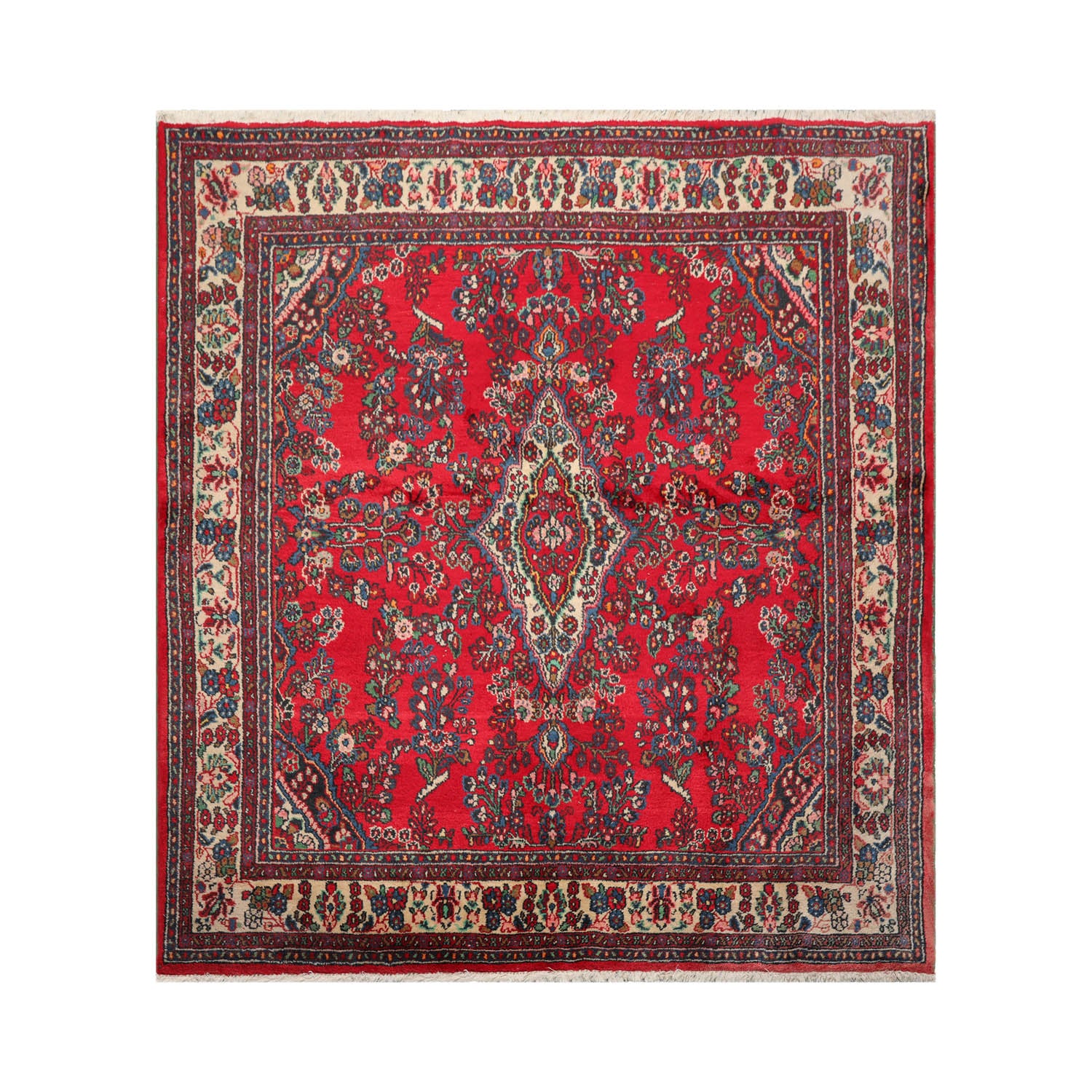 Weyer 6x9 Hand Knotted 100% Wool Designer Traditional Oriental Area Rug Red, Ivory Color