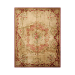 Joycelyn 9x12 Hand Knotted Savonnerie 100% Wool Asmara Traditional Oriental Area Rug Gold, Rose Color