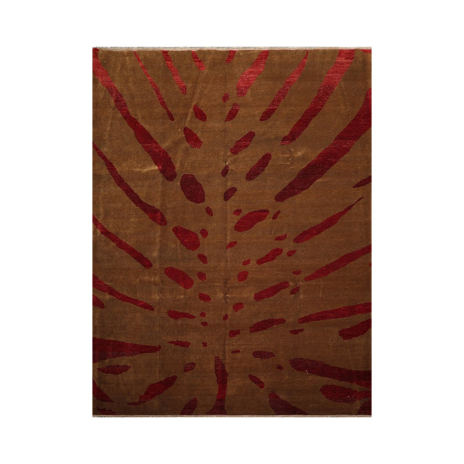 Anosh 9x12 Hand Knotted Tibetan 100% Wool Michaelian & Kohlberg Modern & Contemporary  Oriental Area Rug Brown,Rusty Red Color
