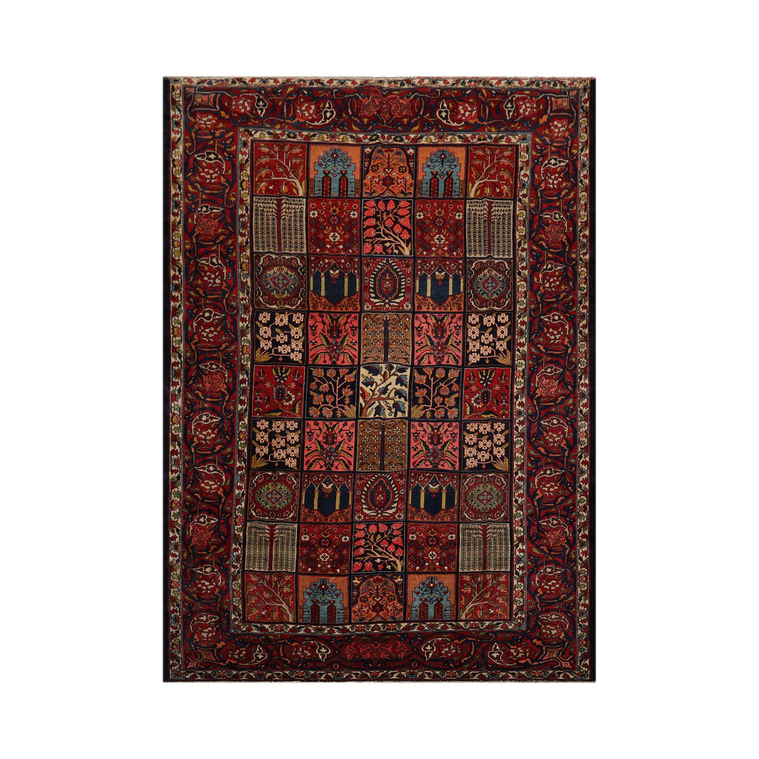 Patternson 8x10 Hand Knotted 100% Wool Bhakhtiari Traditional Oriental Area Rug Navy, Red Color