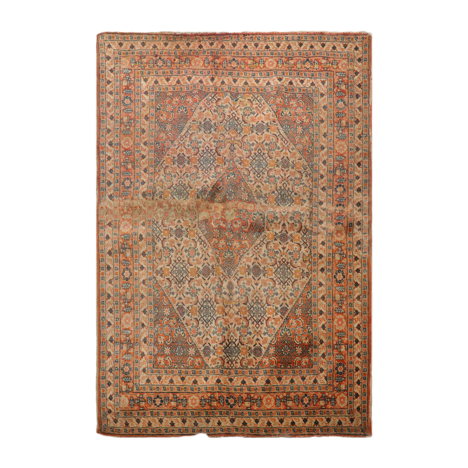 4x6 Hand Knotted Tribal 100% Wool Heriz Traditional 250 KPSI Oriental Area Rug Beige, Burnt Orange Color