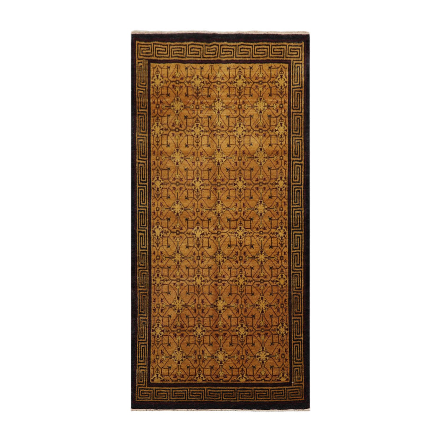 Dytrell 3x5 Hand Knotted Tibetan 100% Wool Michaelian & Kohlberg Traditional Oriental Area Rug Gold, Charcoal Color
