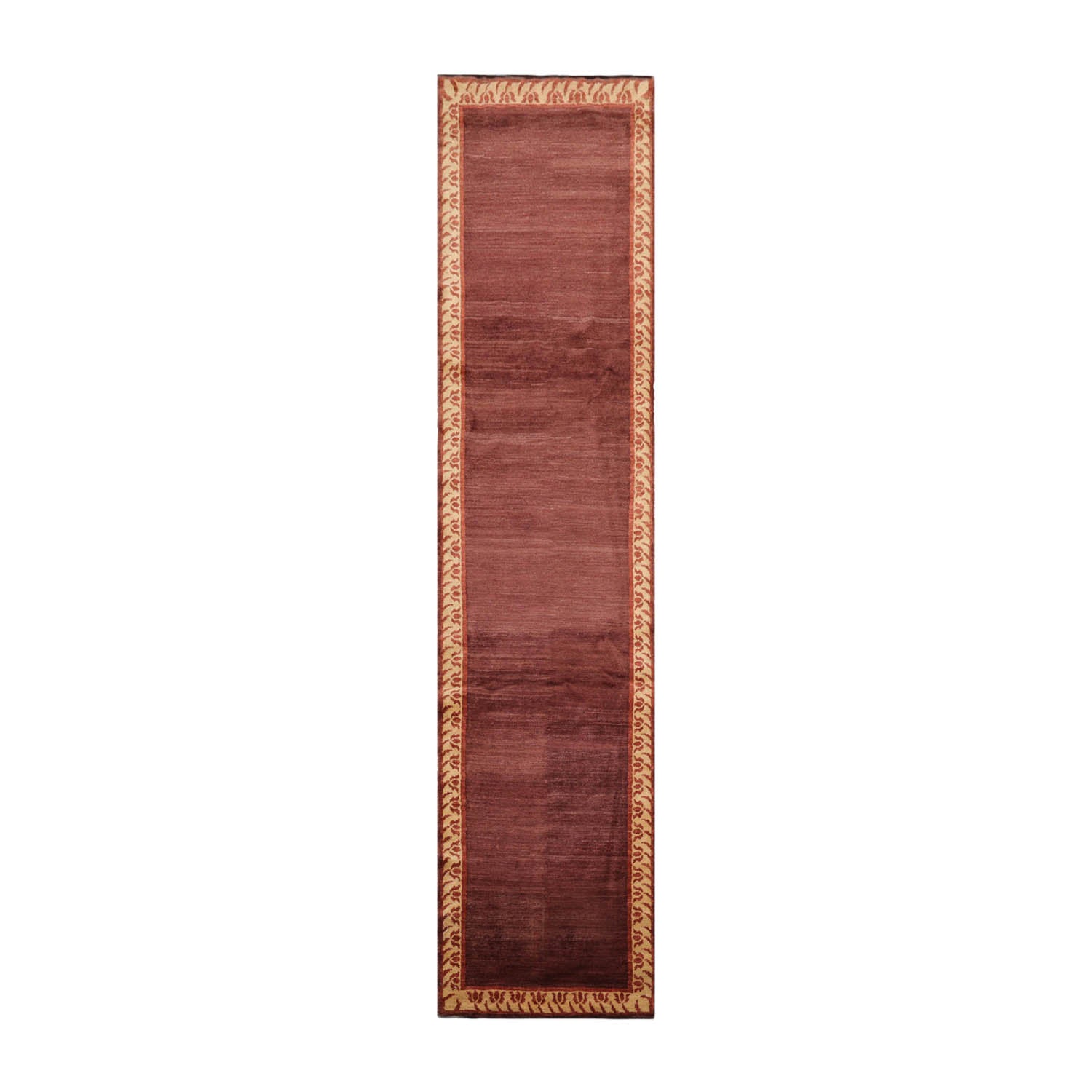 Elinor Runner Hand Knotted Tibetan 100% Wool Michaelian & Kohlberg Modern & Contemporary Oriental Area Rug Rust, Beige Color