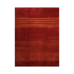 Calarojo 9x12 Hand Knotted Tibetan Wool and Silk Michaelian & Kohlberg Modern & Contemporary Oriental Area Rug Raspberry, Burnt Orange Color