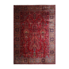 Briony Palace Hand Knotted 100% Wool Sarouk Traditional Oriental Area Rug Red, Peach Color