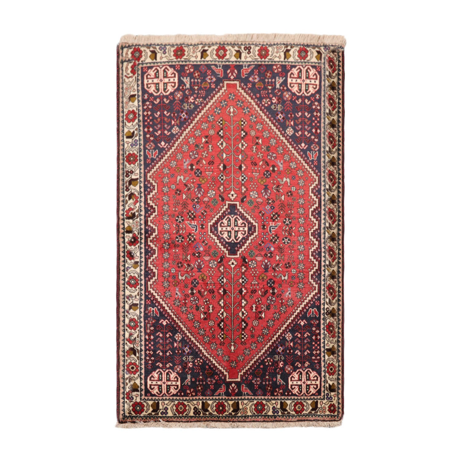Lecharles 4x6 Hand Knotted 100% Wool Abadeh Traditional 200 KPSI Oriental Area Rug Coral, Indigo Color