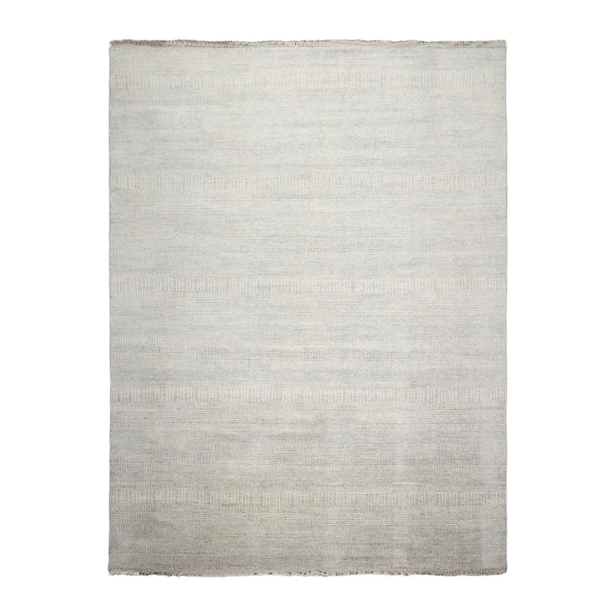 Multi Size Ivory, Slate Hand Knotted Wool and Silk Modern & Contemporary Oriental Area Rug