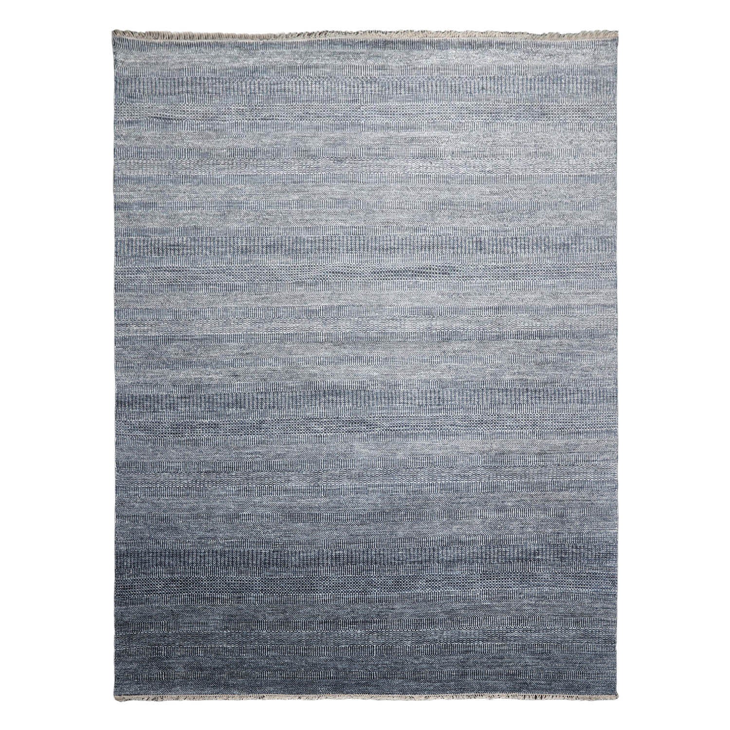 Multi Size Blue, White Hand Knotted Persian Wool and Silk Modern & Contemporary Oriental Area Rug