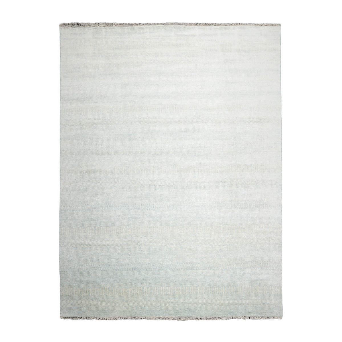 Multi Size Sea Foam, White Hand Knotted Wool and Silk Modern & Contemporary Oriental Area Rug