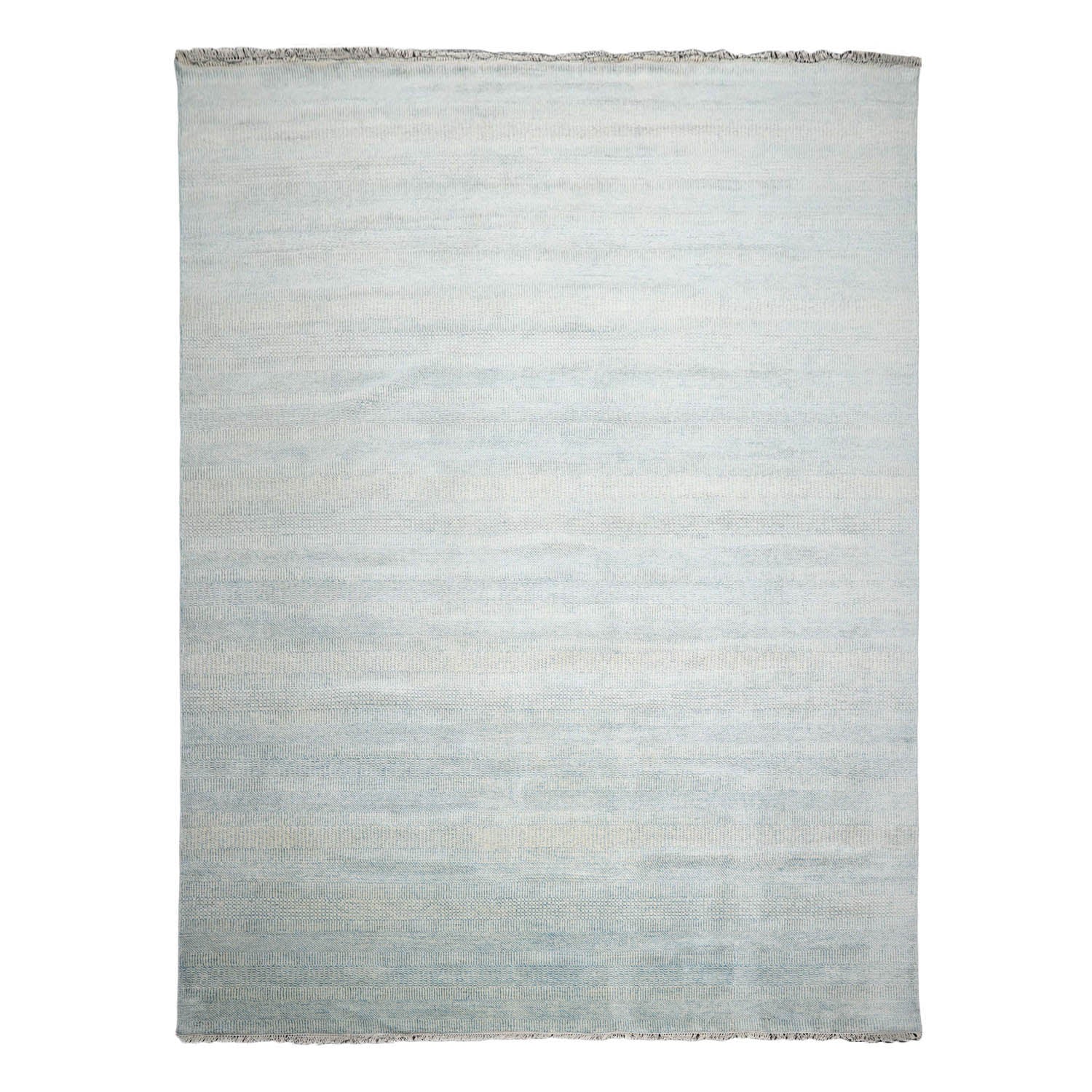 Multi Size Ivory,Aqua Hand Knotted Wool and Silk Modern & Contemporary Oriental Area Rug