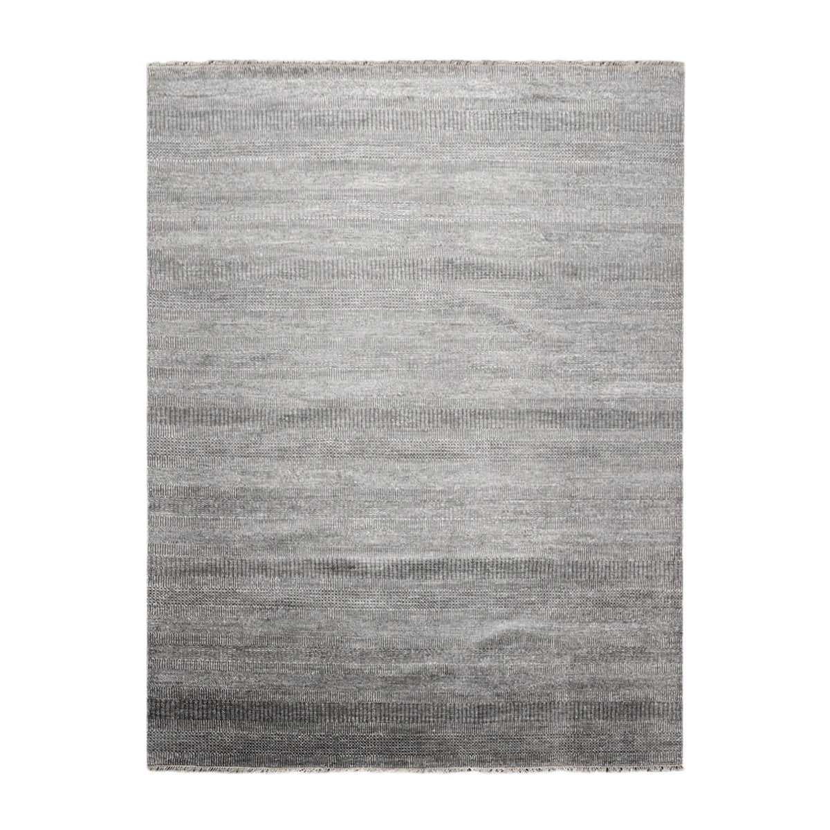 Multi Size Charcoal, White Hand Knotted Wool and Silk Modern & Contemporary Oriental Area Rug