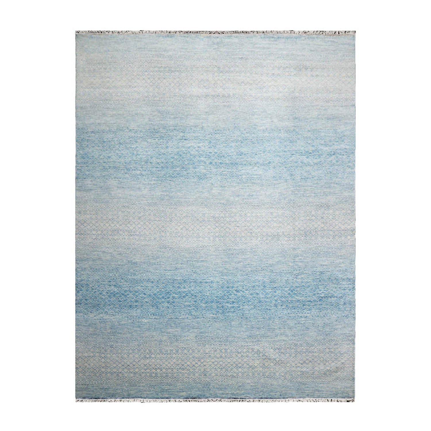 Wilkerson 9x12 Hand Knotted Hand Made 100% Wool  Modern & Contemporary  Oriental Area Rug Aqua,Gray Color