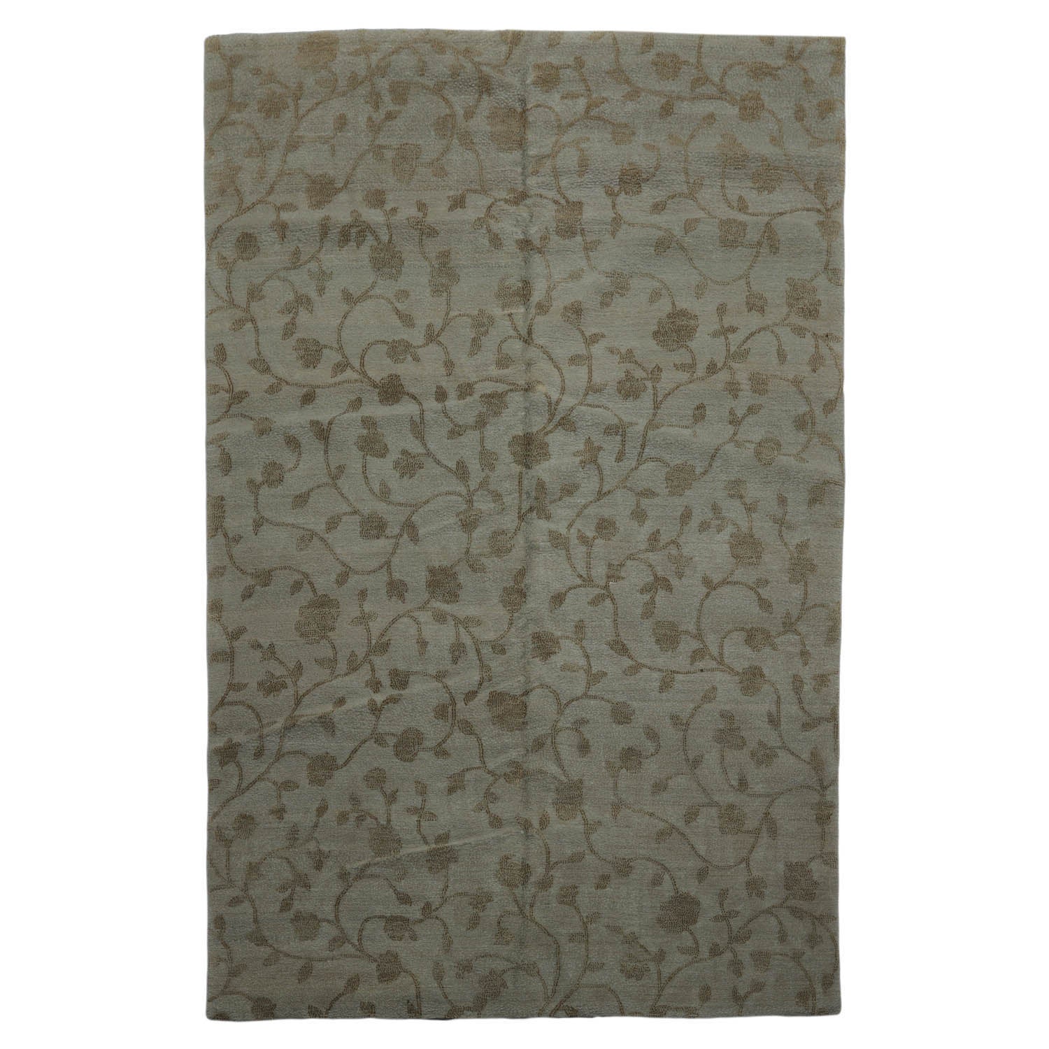Neece 6x9 Hand Knotted Tibetan 100% Wool Lapchi Transitional Oriental Area Rug Gray, Green Color