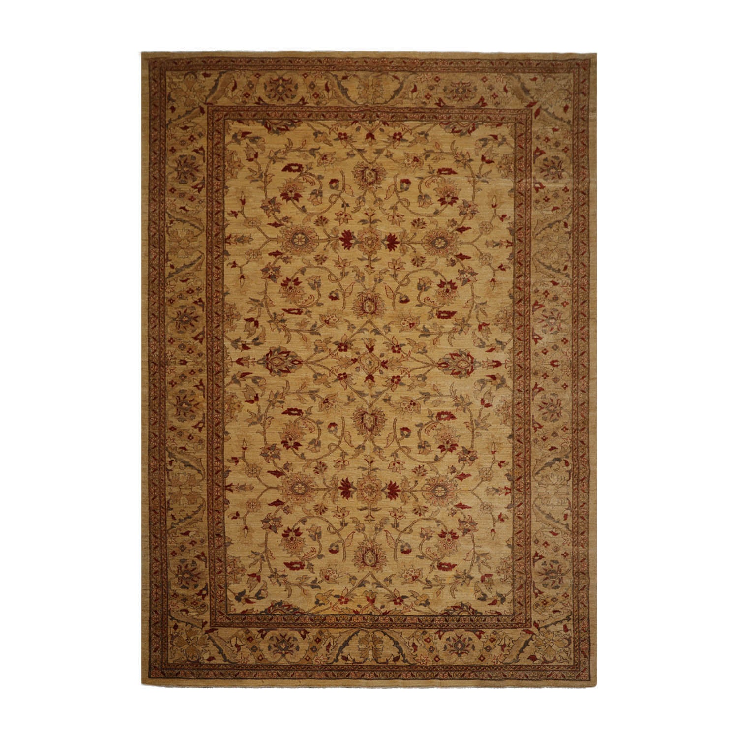Corrigan 10x14 Hand Knotted 100% Wool Peshawar Traditional Oriental Area Rug Light Gold, Rust Color