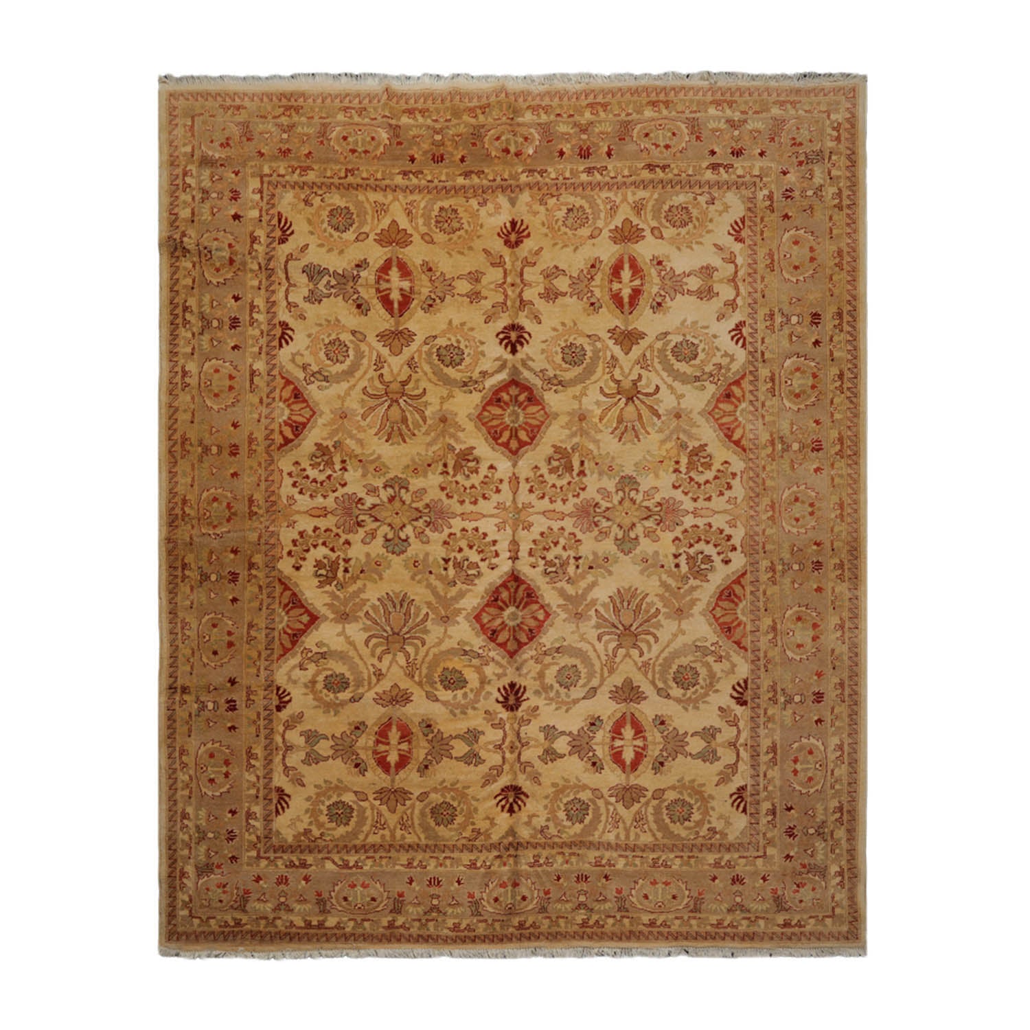 Hillwill 8x10 Hand Knotted Oushak 100% Wool Turkish Oushak Traditional Oriental Area Rug Light Gold, Taupe Color
