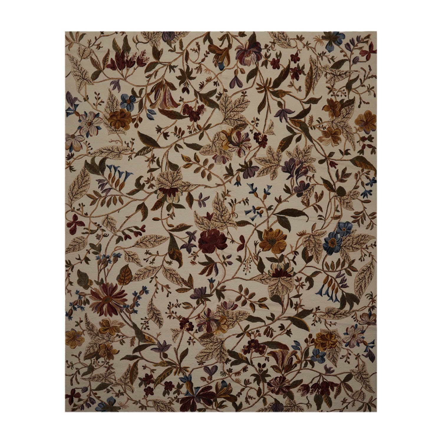 Jarome 8x10 Hand Knotted Tibetan 100% Wool Transitional-Botanical High Low Pile Oriental Area Rug Beige, Rust Color