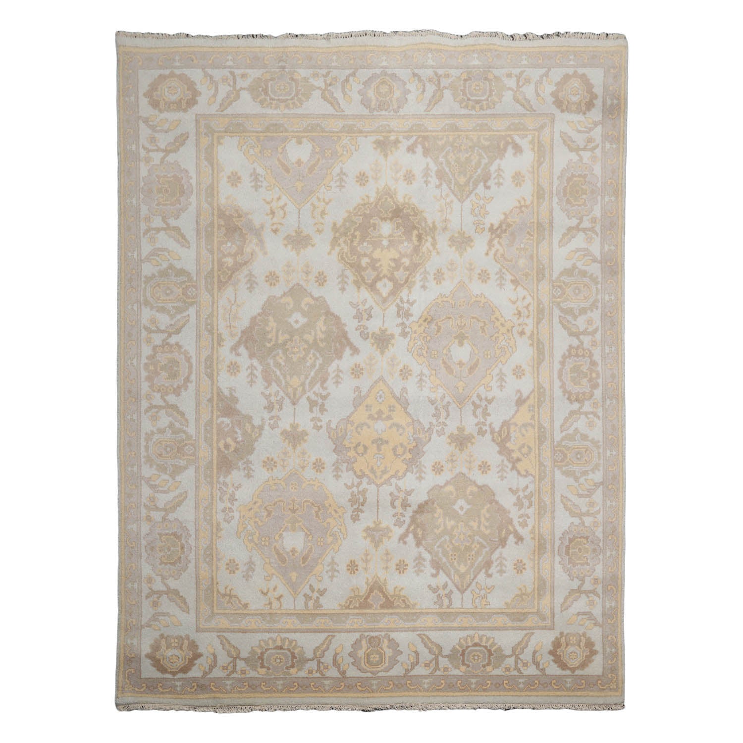 Corine 8x10 Hand Knotted 100% Wool Oushak Traditional Oriental Area Rug Gray, Taupe Color
