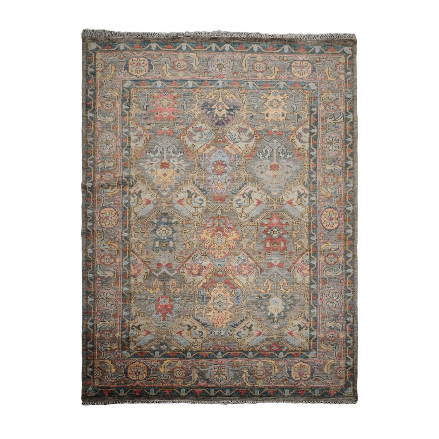 Johnah 9x12 Hand Knotted 100% Wool Heriz Traditional Oriental Area Rug Gray, Blue Color
