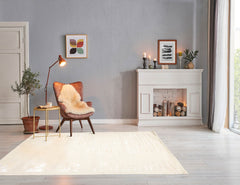 Elinor 5x7 Hand Tufted Hand Made Wool and Bamboo  Modern & Contemporary  Oriental Area Rug Tone On Tone,Ivory Color